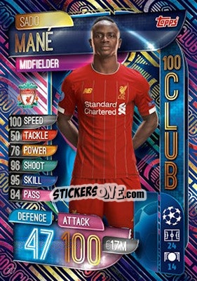 Sticker Sadio Mané - UEFA Champions League 2019-2020. Match Attax. UK Edition n. 327 - Topps