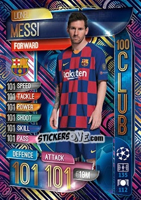 Sticker Lionel Messi - UEFA Champions League 2019-2020. Match Attax. UK Edition n. 331 - Topps