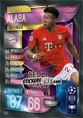 Sticker David Alaba - UEFA Champions League 2019-2020. Match Attax. UK Edition n. SS2 - Topps