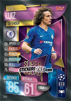 Sticker David Luiz - UEFA Champions League 2019-2020. Match Attax. UK Edition n. SS4 - Topps