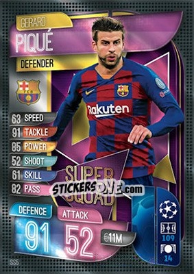 Sticker Gerard Piqué - UEFA Champions League 2019-2020. Match Attax. UK Edition n. SS5 - Topps