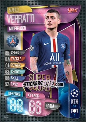 Sticker Marco Verratti - UEFA Champions League 2019-2020. Match Attax. UK Edition n. SS7 - Topps