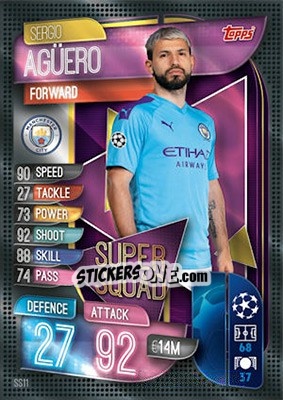 Sticker Sergio Agüero - UEFA Champions League 2019-2020. Match Attax. UK Edition n. SS11 - Topps