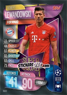 Sticker Robert Lewandowski - UEFA Champions League 2019-2020. Match Attax. UK Edition n. SS12 - Topps