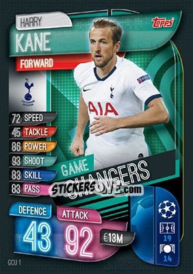 Sticker Harry Kane - UEFA Champions League 2019-2020. Match Attax. UK Edition n. GCU1 - Topps