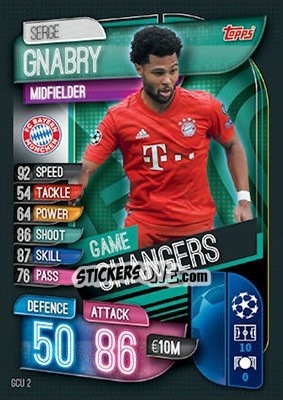 Sticker Serge Gnabry - UEFA Champions League 2019-2020. Match Attax. UK Edition n. GCU2 - Topps