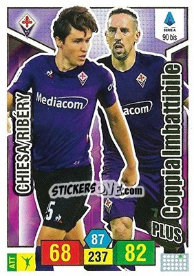 Sticker Federico Chiesa / Franck Ribéry - Calciatori 2019-2020. Adrenalyn XL n. 90bis - Panini