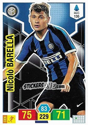 Sticker Nicolò Barella - Calciatori 2019-2020. Adrenalyn XL n. 136 - Panini