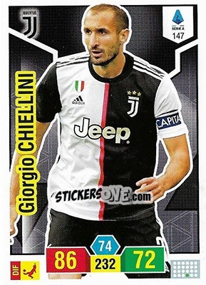 Sticker Giorgio Chiellini - Calciatori 2019-2020. Adrenalyn XL n. 147 - Panini