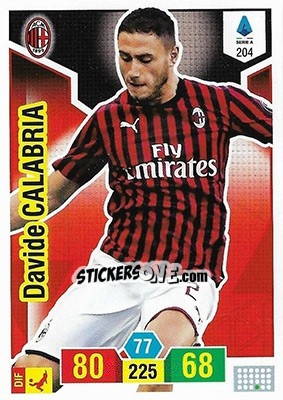 Sticker Davide Calabria - Calciatori 2019-2020. Adrenalyn XL n. 204 - Panini
