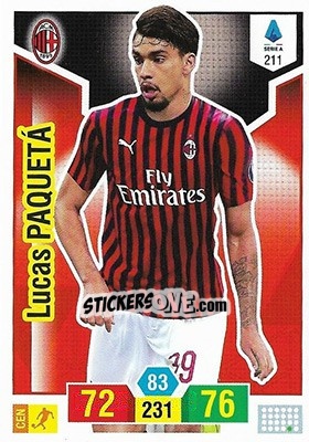 Sticker Lucas Paquetá - Calciatori 2019-2020. Adrenalyn XL n. 211 - Panini