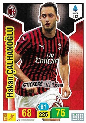 Sticker Hakan Çalhanoğlu - Calciatori 2019-2020. Adrenalyn XL n. 212 - Panini