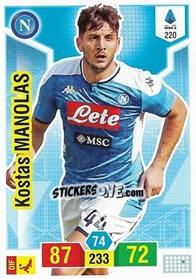 Sticker Kostas Manolas - Calciatori 2019-2020. Adrenalyn XL n. 220 - Panini