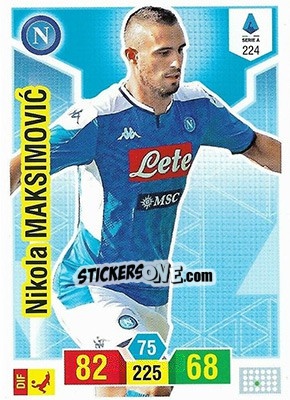 Sticker Nikola Maksimovic - Calciatori 2019-2020. Adrenalyn XL n. 224 - Panini