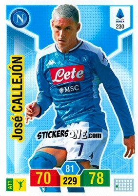 Sticker José Callejón - Calciatori 2019-2020. Adrenalyn XL n. 230 - Panini