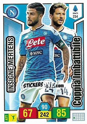 Sticker Lorenzo Insigne / Dries Mertens - Calciatori 2019-2020. Adrenalyn XL n. 234 - Panini