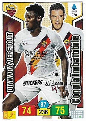 Sticker Amadou Diawara / Jordan Veretout - Calciatori 2019-2020. Adrenalyn XL n. 270 - Panini