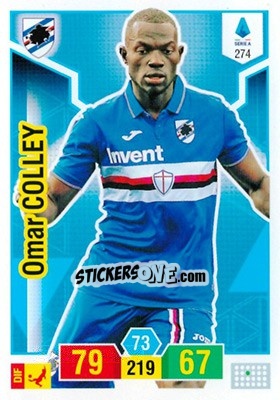 Sticker Omar Colley - Calciatori 2019-2020. Adrenalyn XL n. 274 - Panini