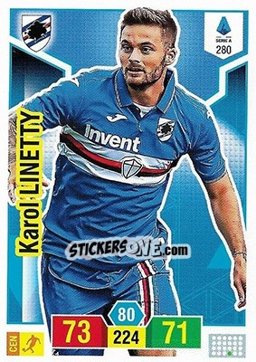Sticker Karol Linetty - Calciatori 2019-2020. Adrenalyn XL n. 280 - Panini