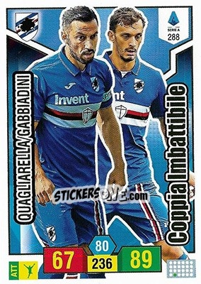 Sticker Fabio Quagliarella / Manolo Gabbiadini - Calciatori 2019-2020. Adrenalyn XL n. 288 - Panini