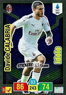Sticker Davide Calabria - Calciatori 2019-2020. Adrenalyn XL n. 380 - Panini
