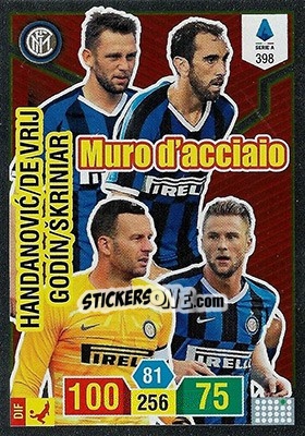 Sticker Samir Handanovic / Stefan de Vrij / Diego Godín / Milan Škriniar - Calciatori 2019-2020. Adrenalyn XL n. 398 - Panini
