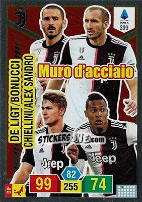 Cromo Leonardo Bonucci / Giorgio Chiellini / Matthijs de Ligt / Alex Sandro - Calciatori 2019-2020. Adrenalyn XL - Panini