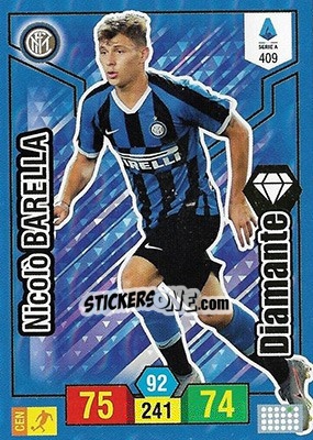 Sticker Nicolò Barella - Calciatori 2019-2020. Adrenalyn XL n. 409 - Panini