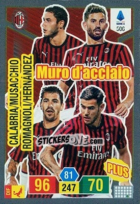 Sticker Davide Calabria / Mateo Musacchio / Alessio Romagnoli / Theo Hernandez - Calciatori 2019-2020. Adrenalyn XL n. 506 - Panini