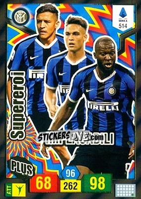 Sticker Implacabili - Sánchez / Martínez / Lukaku - Calciatori 2019-2020. Adrenalyn XL n. 514 - Panini