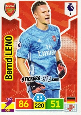 Sticker Bernd Leno - English Premier League 2019-2020. Adrenalyn XL n. 1 - Panini