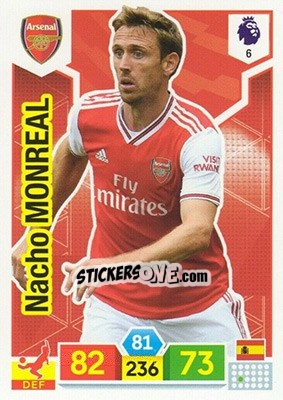 Sticker Nacho Monreal - English Premier League 2019-2020. Adrenalyn XL n. 6 - Panini