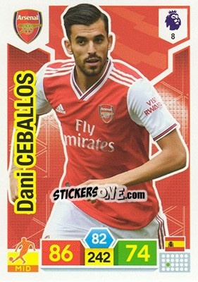 Sticker Dani Ceballos - English Premier League 2019-2020. Adrenalyn XL n. 8 - Panini