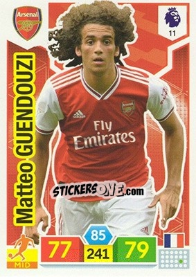 Figurina Matteo Guendouzi - English Premier League 2019-2020. Adrenalyn XL - Panini