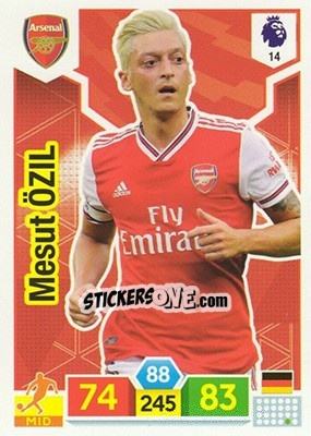 Sticker Mesut Özil - English Premier League 2019-2020. Adrenalyn XL n. 14 - Panini