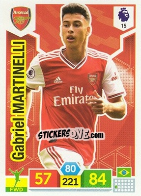 Sticker Gabriel Martinelli - English Premier League 2019-2020. Adrenalyn XL n. 15 - Panini