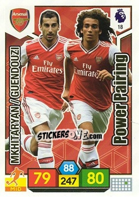 Sticker Matteo Guendouzi / Henrikh Mkhitaryan - English Premier League 2019-2020. Adrenalyn XL n. 18 - Panini