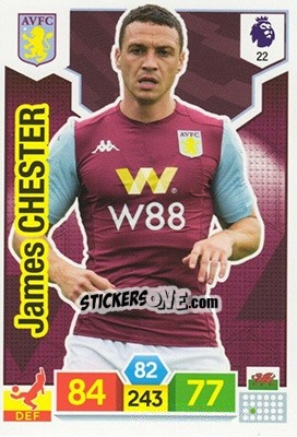Sticker James Chester - English Premier League 2019-2020. Adrenalyn XL n. 22 - Panini