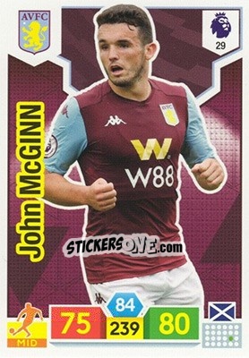 Sticker John McGinn - English Premier League 2019-2020. Adrenalyn XL n. 29 - Panini