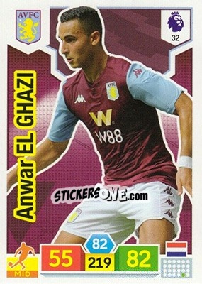 Sticker Anwar El Ghazi - English Premier League 2019-2020. Adrenalyn XL n. 32 - Panini