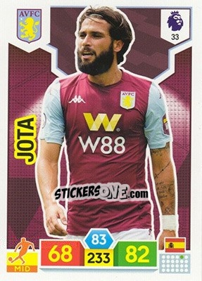 Sticker Jota - English Premier League 2019-2020. Adrenalyn XL - Panini