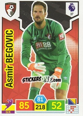 Sticker Asmir Begovic - English Premier League 2019-2020. Adrenalyn XL n. 37 - Panini