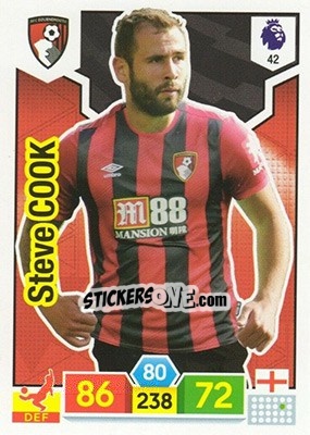Sticker Steve Cook - English Premier League 2019-2020. Adrenalyn XL n. 42 - Panini