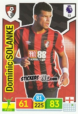 Sticker Dominic Solanke - English Premier League 2019-2020. Adrenalyn XL n. 53 - Panini