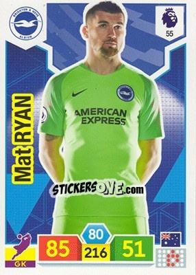 Sticker Mathew Ryan - English Premier League 2019-2020. Adrenalyn XL n. 55 - Panini