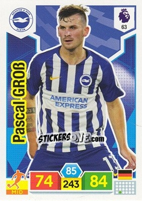 Sticker Pascal Groß - English Premier League 2019-2020. Adrenalyn XL n. 63 - Panini