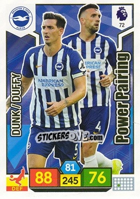 Sticker Shane Duffy / Lewis Dunk - English Premier League 2019-2020. Adrenalyn XL n. 72 - Panini