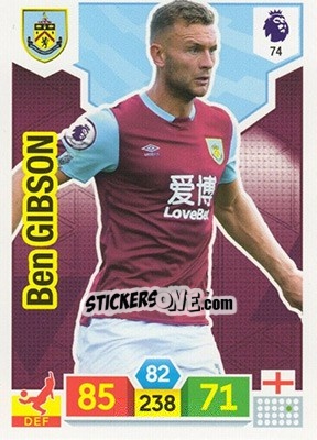 Figurina Ben Gibson - English Premier League 2019-2020. Adrenalyn XL n. 74 - Panini