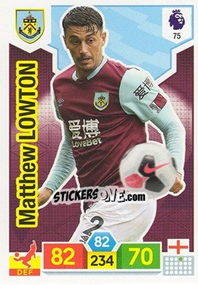 Sticker Matthew Lowton - English Premier League 2019-2020. Adrenalyn XL n. 75 - Panini