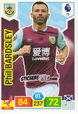 Sticker Phil Bardsley - English Premier League 2019-2020. Adrenalyn XL n. 79 - Panini